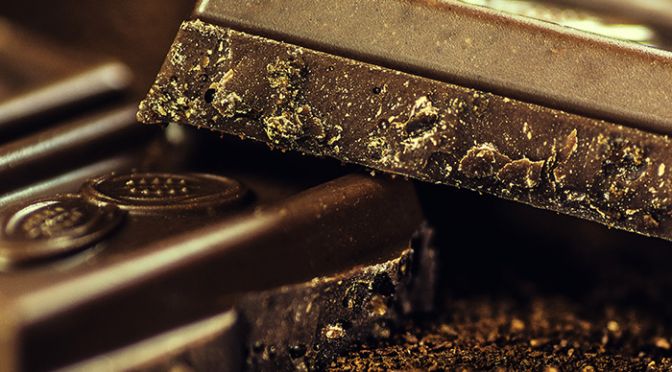 Closeup view of dark chocolate